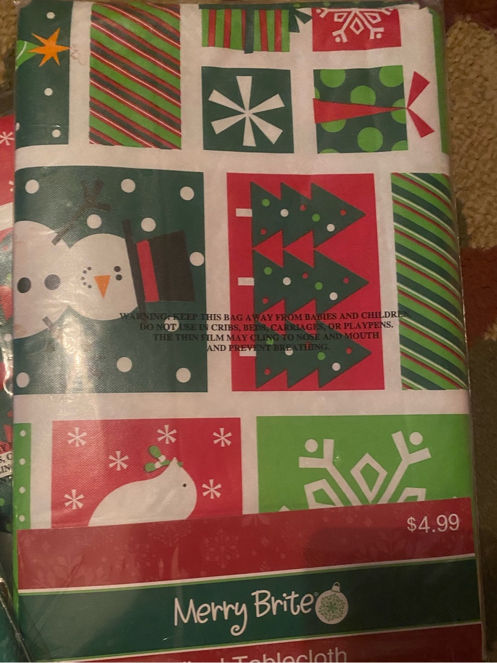 2 Merry Brite Holiday Vinyl Tablecloth - Green, Red, White